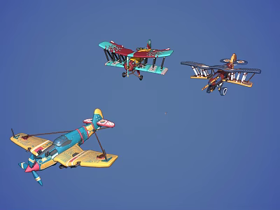Cartoon Aircraft Cartoon Fighter Aircraft Fighter Technology Propeller 3d model