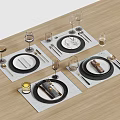 Modern Tableware Combination Tableware Wine Glass Plate Knife and Fork 3d model