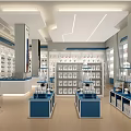 Modern Digital Store Interior With Product Displays And Blue White Theme 3d model