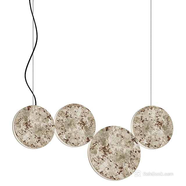 Modern Circular Moon Surface Texture Pendant Lights Hanging With Black White Cords 3d model