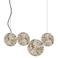 Modern Circular Moon Surface Texture Pendant Lights Hanging With Black White Cords 3d model