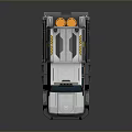 Silver Gray Heavy Duty Utility Truck With Roof Warning Stripes And Side Logos
