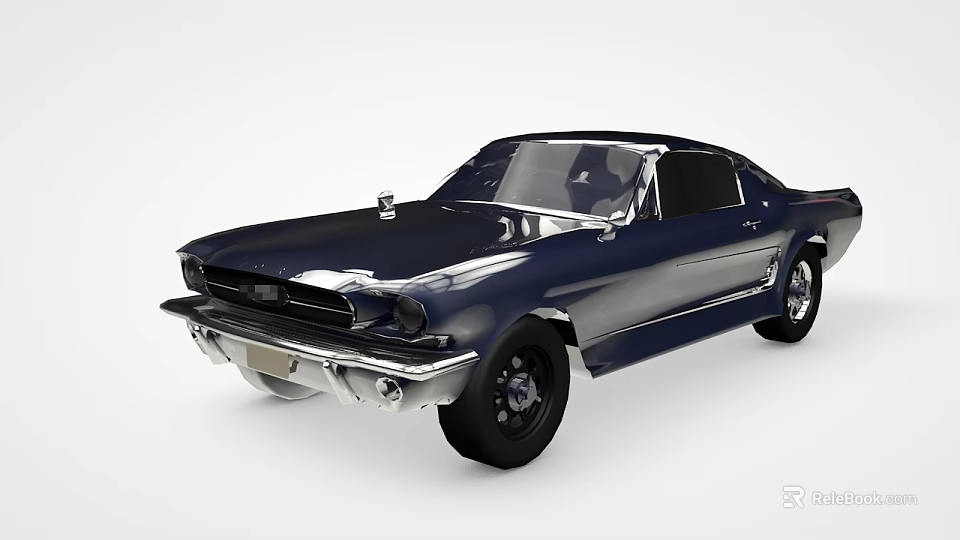 Vintage Dark Blue Two Door Sports Car With Streamlined Body And Chrome Accents 3d model 