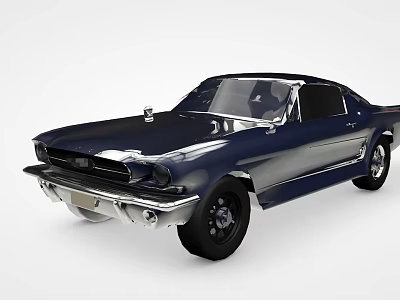 Vintage Dark Blue Two Door Sports Car With Streamlined Body And Chrome Accents 3d model