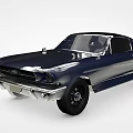 Vintage Dark Blue Two Door Sports Car With Streamlined Body And Chrome Accents
