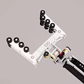 Mechanical Arm With White Structure Black Rollers Multiple Wheels And Metal Motor Components 3d model