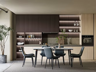Open Kitchen Modern Restaurant 3d model