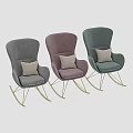 Teal Velvet Leisure Rocking Chair With Light Colored Cushion And Metal Legs Design