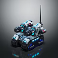 Futuristic Sci Fi Tank With Dual Cannons Blue Lights And Antenna Design