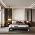 Modern Bedroom Interior Design With King Bed Paneled Wall Nightstands And Area Rug