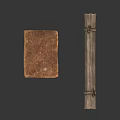 Vintage Leather Bound Old Notebook And Rolled Scroll Tied With String