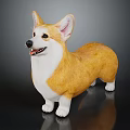 Yellow And White Corgi Dog Standing On Black Background With Adorable Cute Look