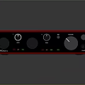 BUREAU Red Audio Interface With Control Knobs Input Ports And Indicator Lights