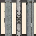 Industrial wind cement column broken column round cement column 3d model