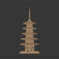 Traditional Wooden Pagoda Architectural Model With Multi Layered Roof And Spire
