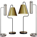 Modern Table Lamps With Gold Colored Shades Black Metal Frames And Round Bases