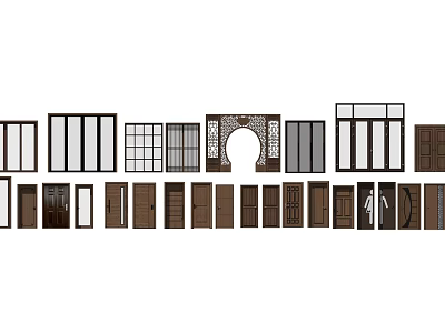 Various Styles Of Interior Swing Doors With Wooden And Glass Panel Designs 3d model