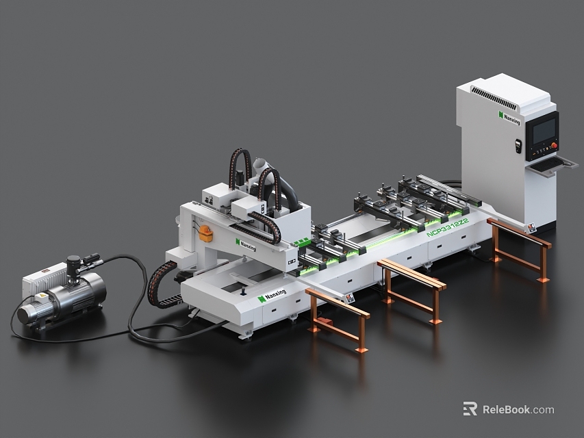 Industrial High Precision Automation Equipment With Robotic Arm Conveyor System And Control Panel 3d model 