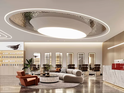 Modern Beauty Hair Salon Interior With Styling Stations And Comfortable Seating Areas 3d model