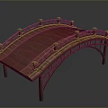 Traditional Chinese Red Arch Bridge With Decorative Railings And Ornate Columns