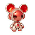 Cute Red And Silver Robot Doll With Big Ears And Round Eyes Design