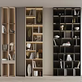 Modern Bookcases With Light And Dark Designs Illuminated Shelves Decorative Items And Storage