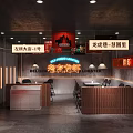 Stylish Restaurant Interior With Bar Counter Beer Spirits Bottles Pendant Lights And Red Black Decor