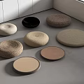 Round Floor Cushions in Various Colors and Textures for Modern Seating 3d model