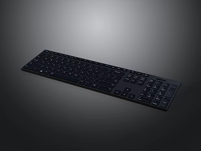 Slim Black Full Size Computer Keyboard With Ergonomic Layout And Numeric Keypad 3d model