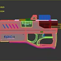 RZC-1 Sci Fi Toy Gun With White Body Black Grip And Green Top Attachment