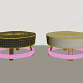Two Round Black And White Stools With Simple Minimalist Base Design