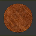 Stylish Round Wooden Table With Mahogany Brown Smooth Surface And Three Curved Legs