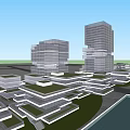 Modern Industrial Factory Building With Glass Curtain Walls High Rise Structure And Green Roofs