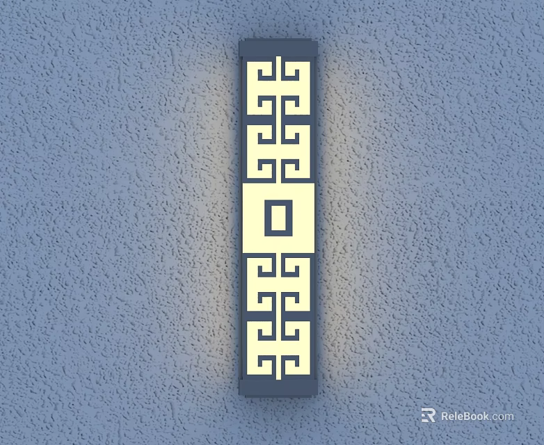 Building Exterior Wall With Decorative Geometric Pattern Wall Light And Illuminated Design 3d model 