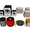 Assorted Headphones and Speakers Featuring Bluetooth Retro and Desktop Audio Devices 3d model