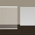 Vertical and Horizontal Window Blinds for Light Colored Wall and Wooden Floor Interior 3d model