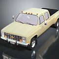 Vintage Yellow Chevrolet Pickup Truck With Double Cab And Black Bed