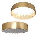 Modern Gold Round Ceiling Light With Metal Frame And Patterned Glass Shade 3d model