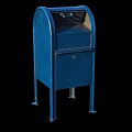 Blue Public Mailbox With Metal Structure For Community Postal Services