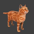 Orange Tabby Cat Standing in Detailed 3D Model with Realistic Fur Texture