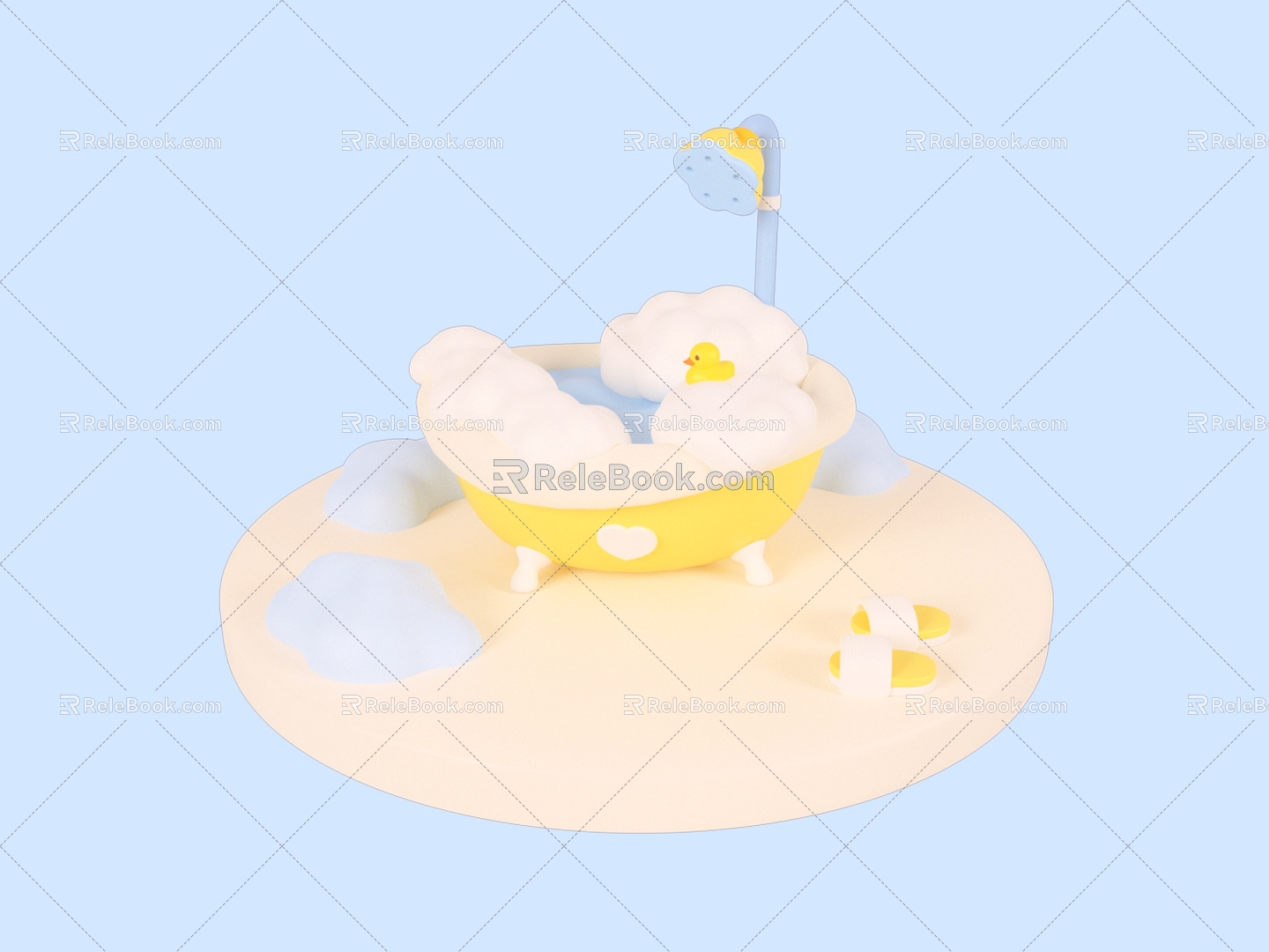 Cartoon scene bathtub bathroom 3d model