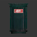 Green Trash Can With Red Label Stanley Brand Outdoor Waste Equipment