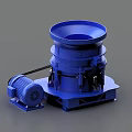 Blue Industrial Equipment Crusher Machine with Red Base Components and Side Motor Structure
