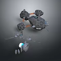 3D Model of Space Station with Connected Modules and Antenna Structures 3d model