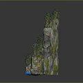 Natural Rock Formation With Flowing Waterfall And Lush Green Vegetation