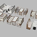 Various Style Booth Sofas With Wooden Frames And Marble Tabletops For Restaurant Dining 3d model