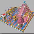 Colorful Inflatable Play Equipment With Slide Castle Fence Ball Pit And Cartoon Duck Penguin