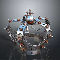 Home Decor Metal Crown Decoration With Chain Bolt And Cross Design