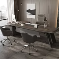 Manager office desk and chair combination 3d model