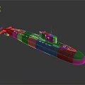 Military Submarine Watercraft Design With Gray Hull Orange Bottom And Conning Tower